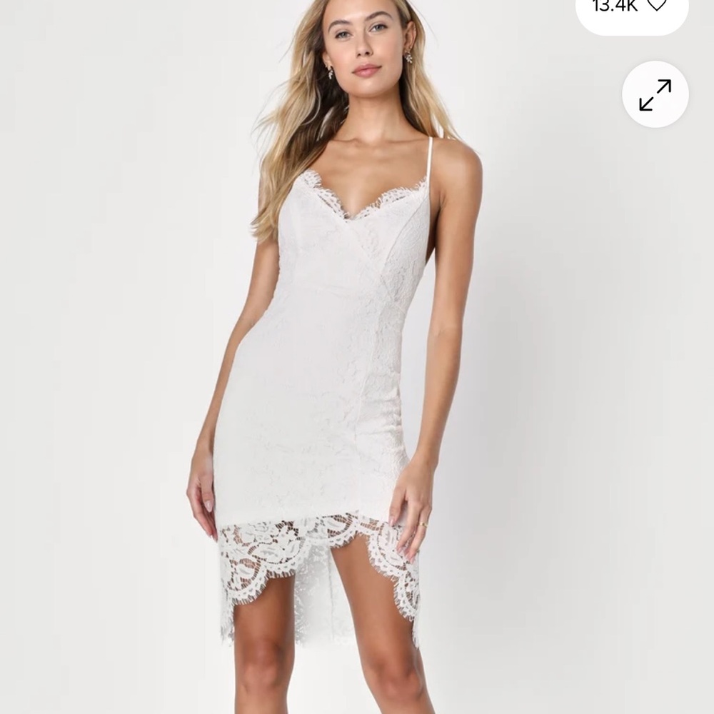 Lulu's White Lace High Low Dress